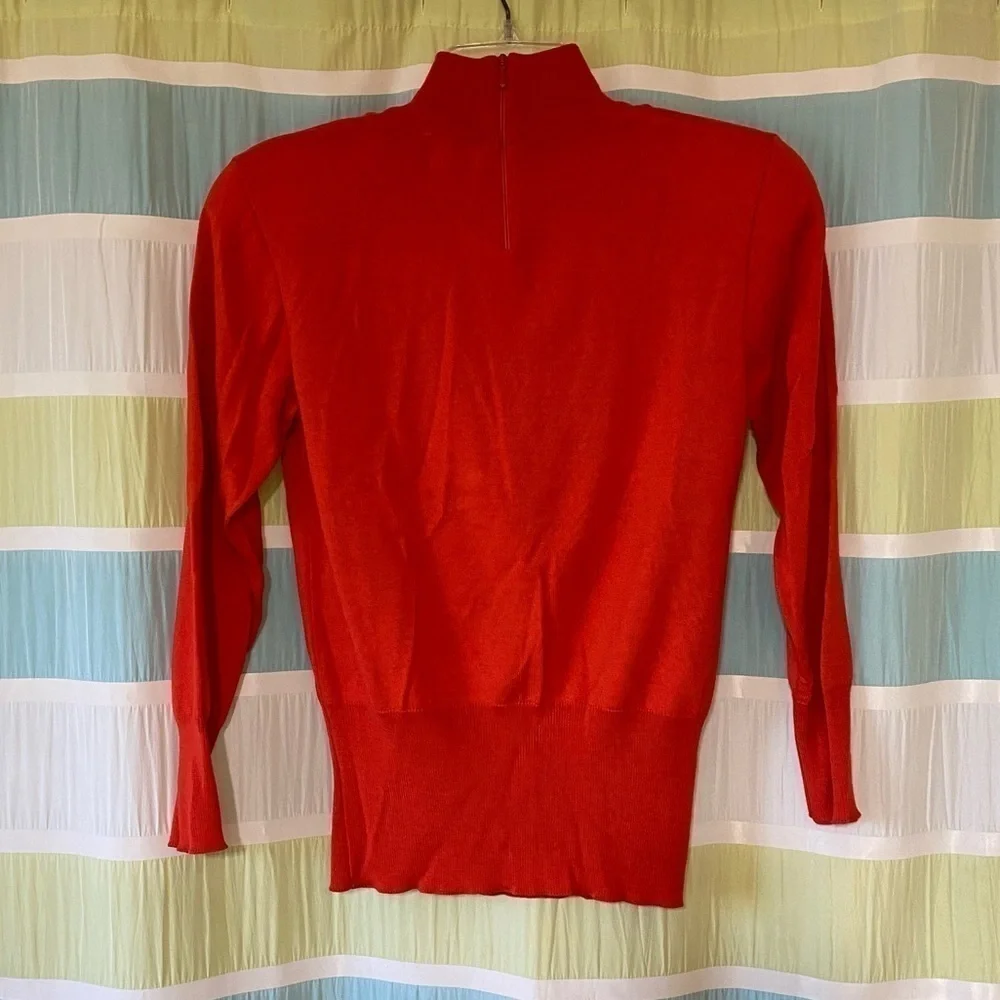 Vintage Mondi Sweater Knit High Neck Red Rust Sz 34